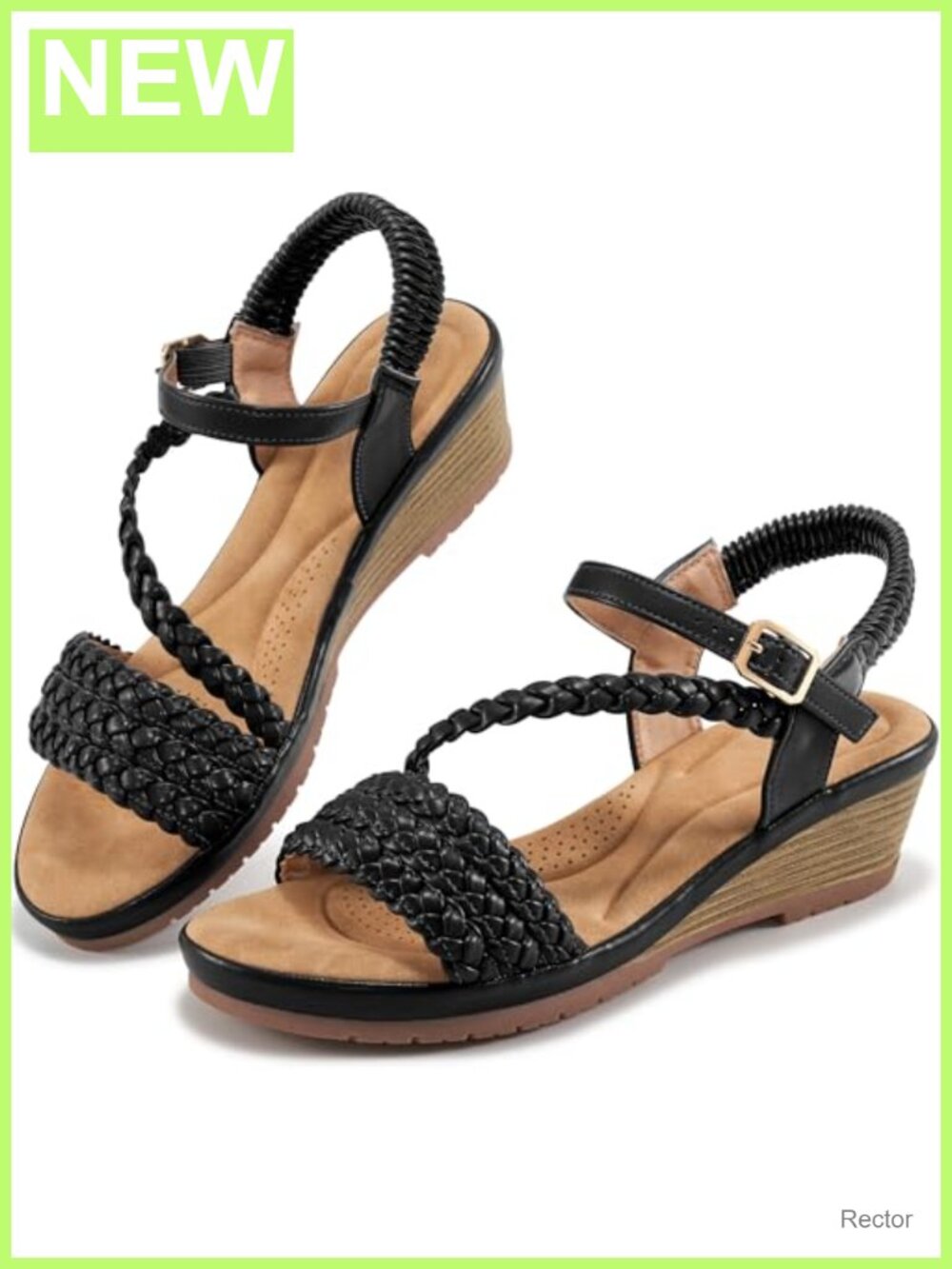 Wedge Sandals for Women Comfortable Strappy Platform Walking Shoes Faux Leather
